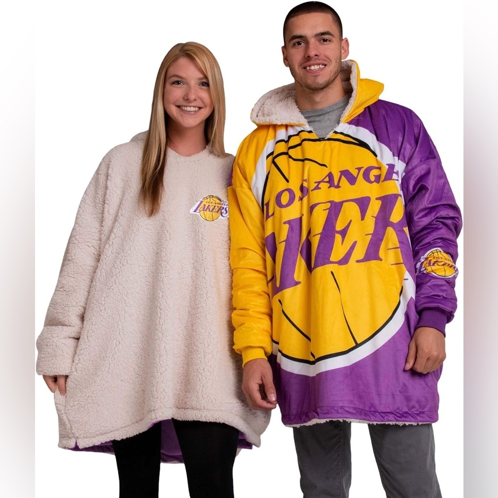 foco nba unisex reversible oversized sherpa hoodie lakers